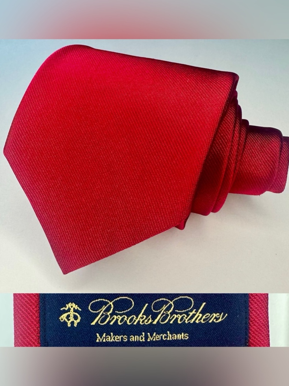 Makers & Merchants BROOKS BROTHERS Essential Solid Red Classic Silk Tie, 3.25”